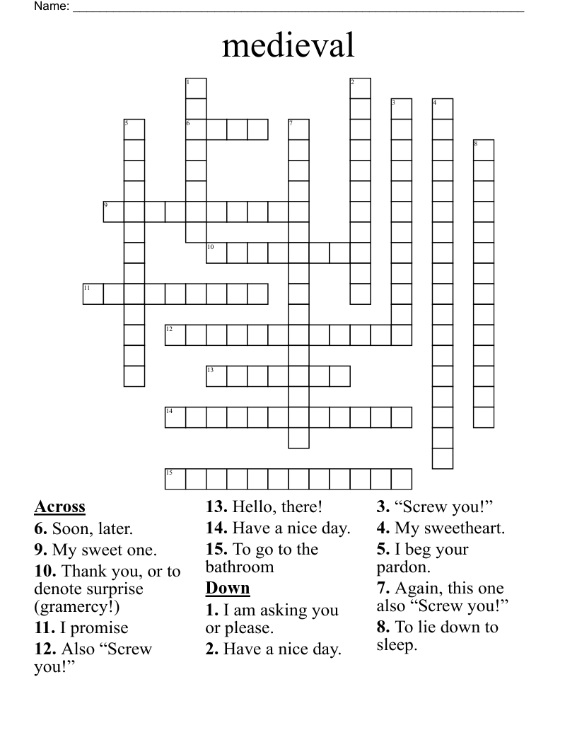 medieval Crossword