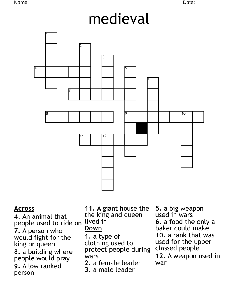 medieval Crossword