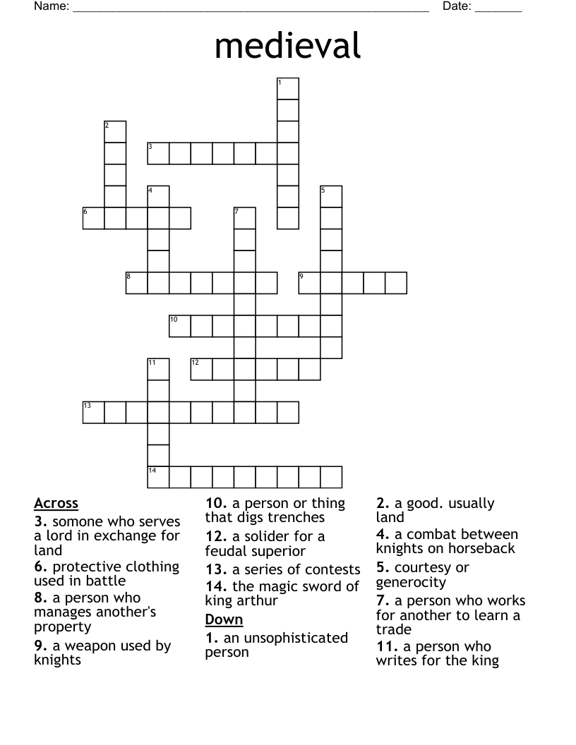 medieval Crossword