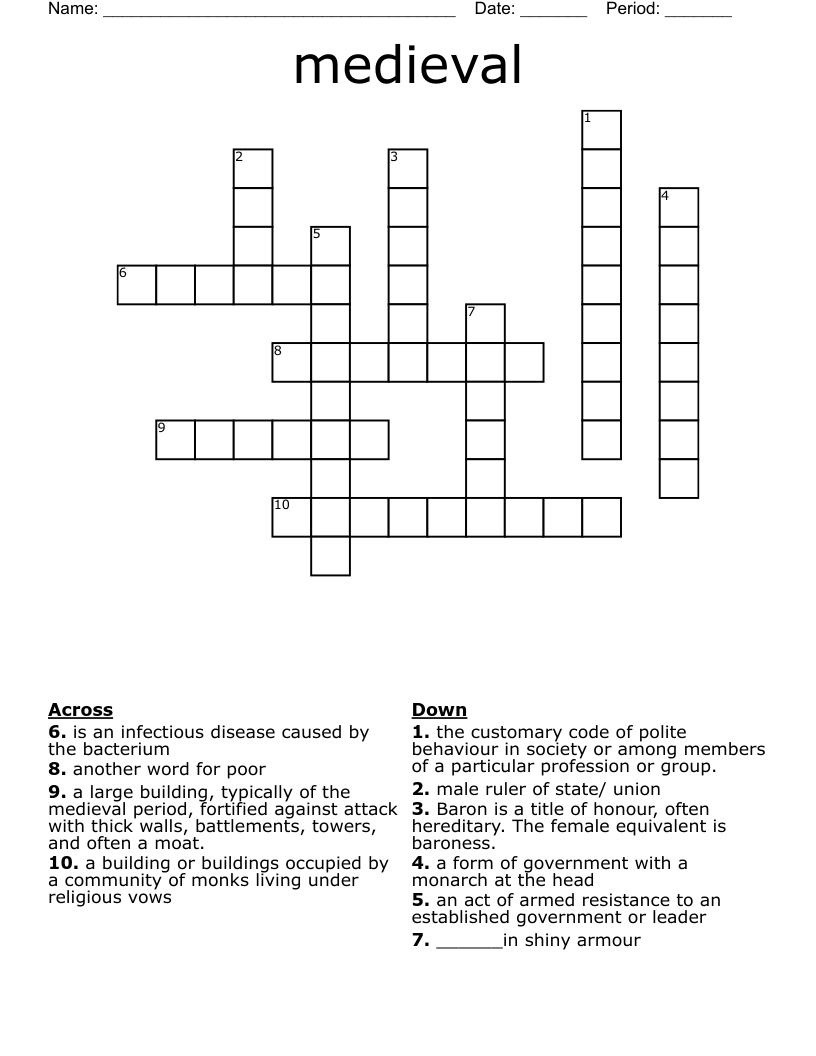 medieval  Crossword