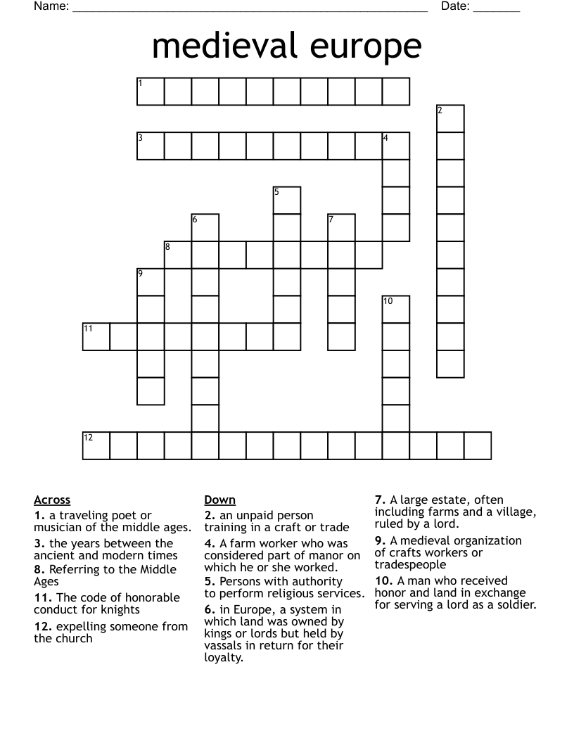 medieval europe Crossword