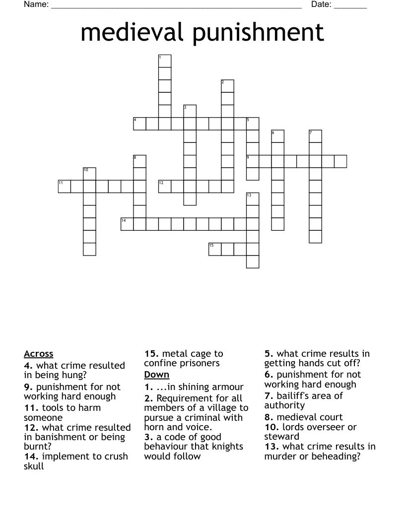 medieval punishment Crossword