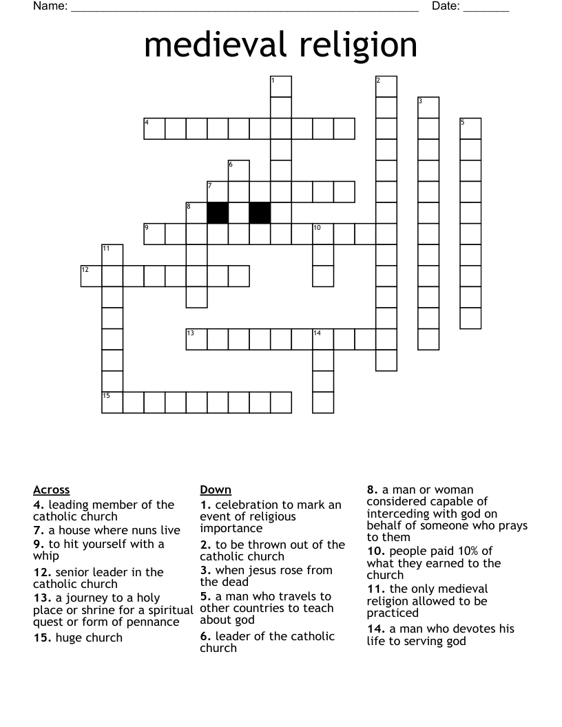 medieval religion Crossword