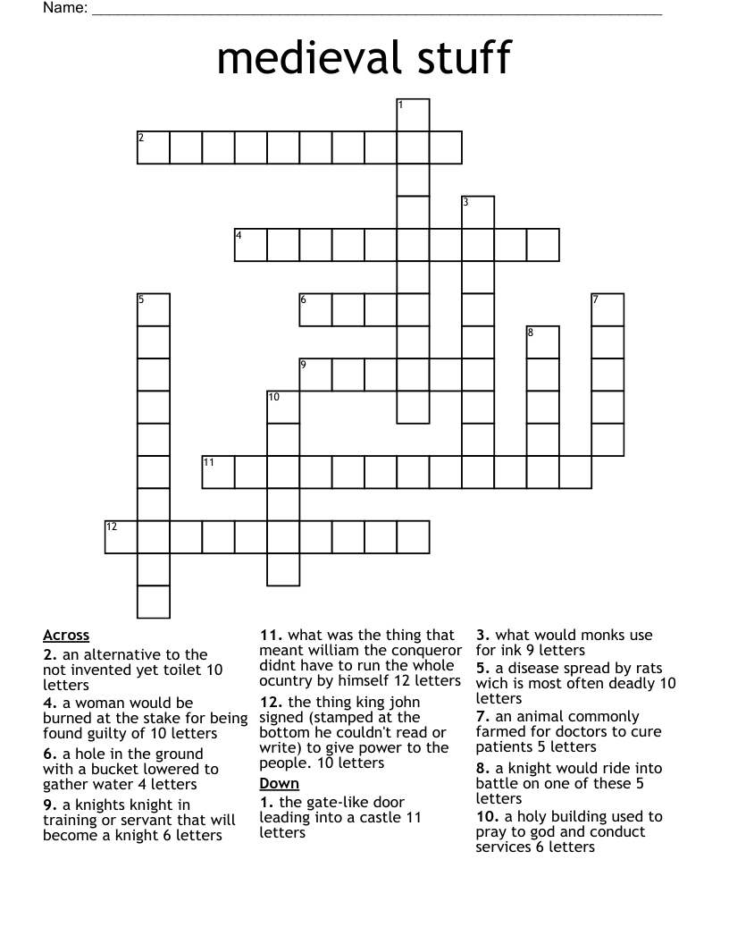 medieval stuff Crossword