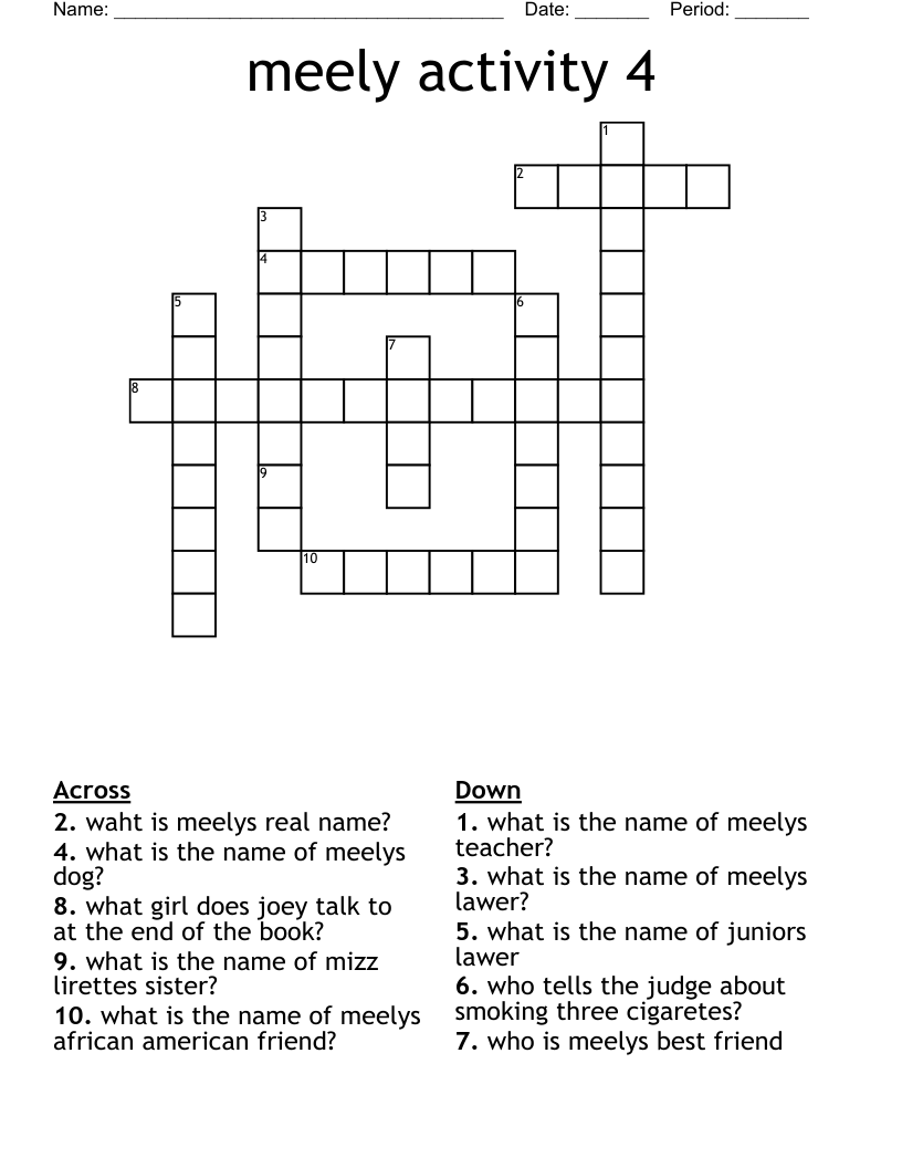 meely activity 4 Crossword