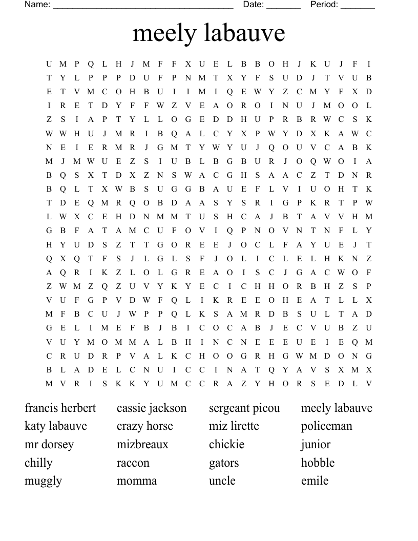 meely labauve  Word Search