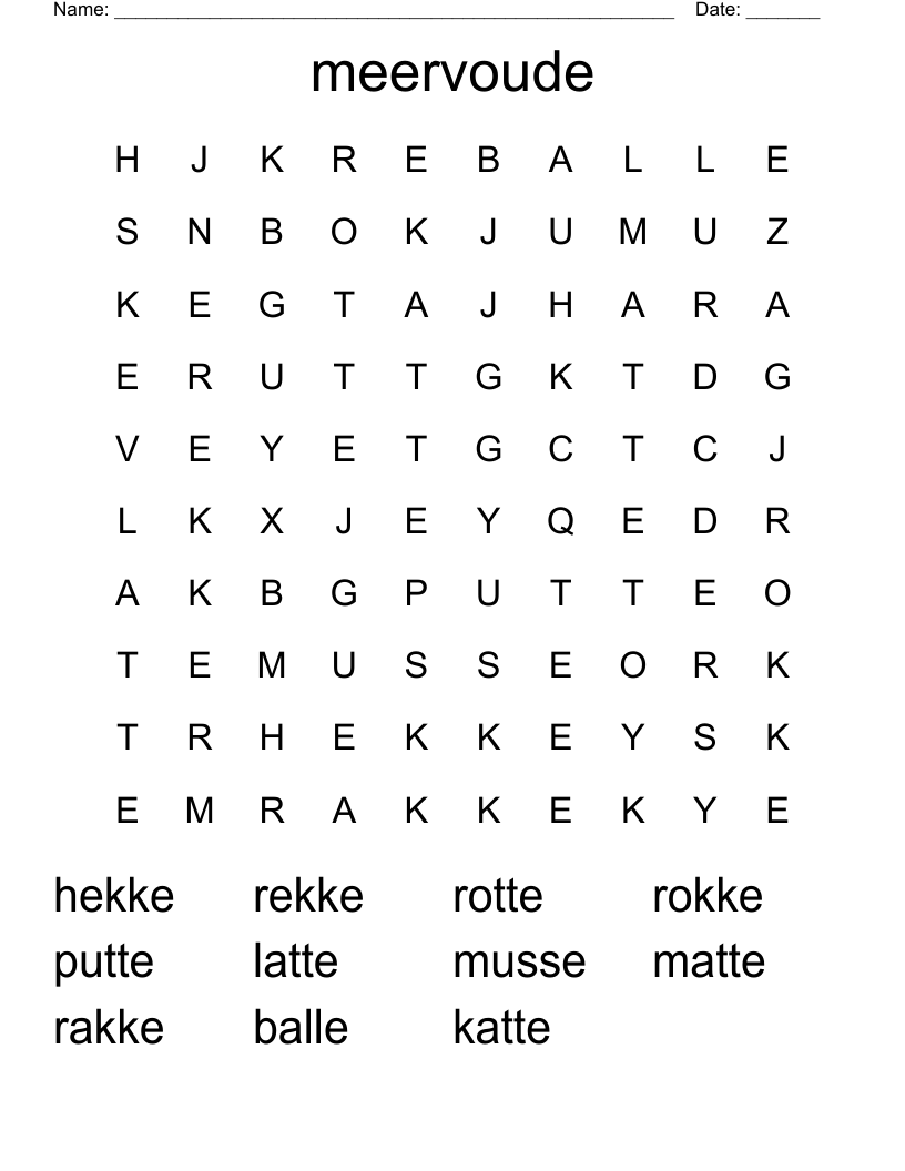 meervoude Word Search