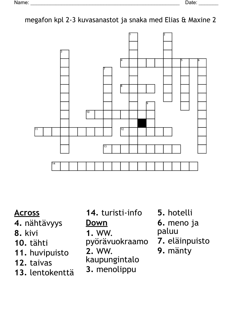 megafon kpl 2-3 kuvasanastot ja snaka med Elias & Maxine 2 Crossword