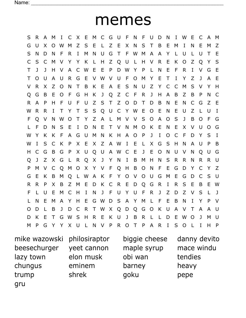 memes Word Search