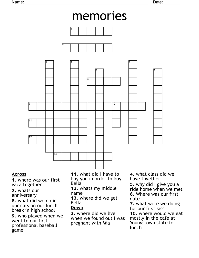 memories Crossword