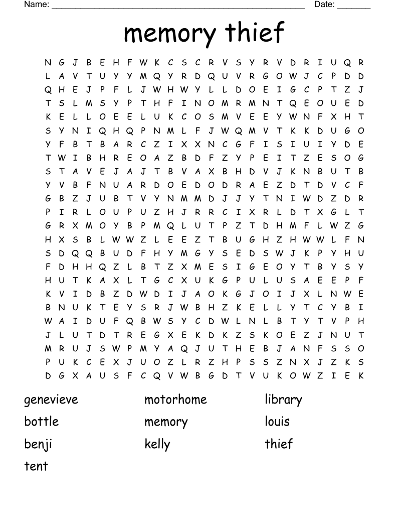 memory thief Word Search