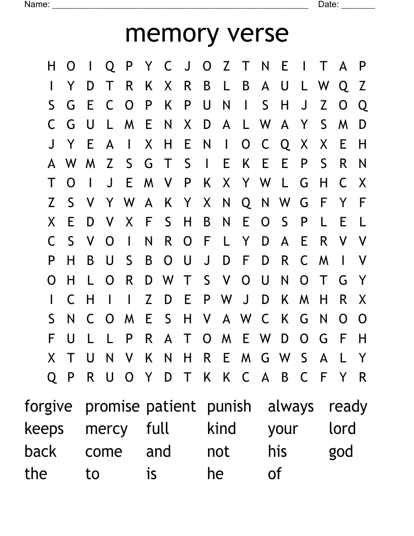 memory verse Word Search