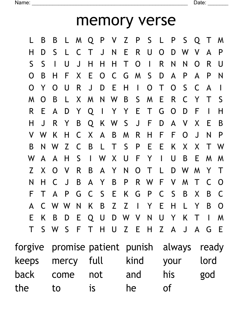 memory verse Word Search