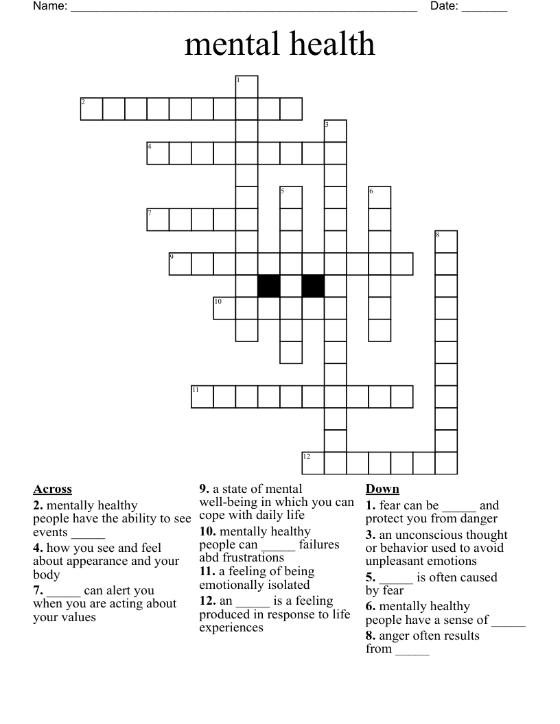 mental health Crossword
