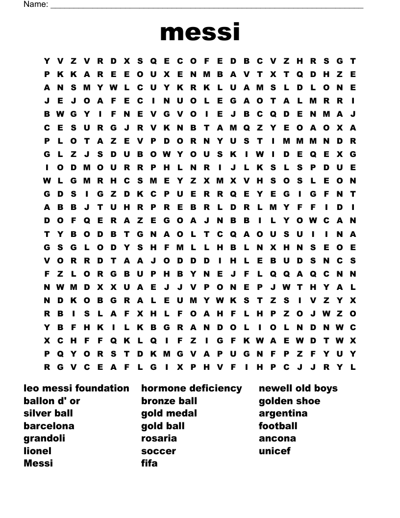 messi Word Search