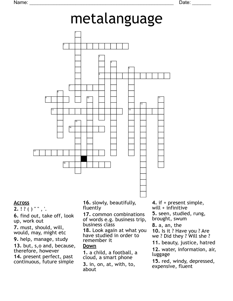 metalanguage Crossword