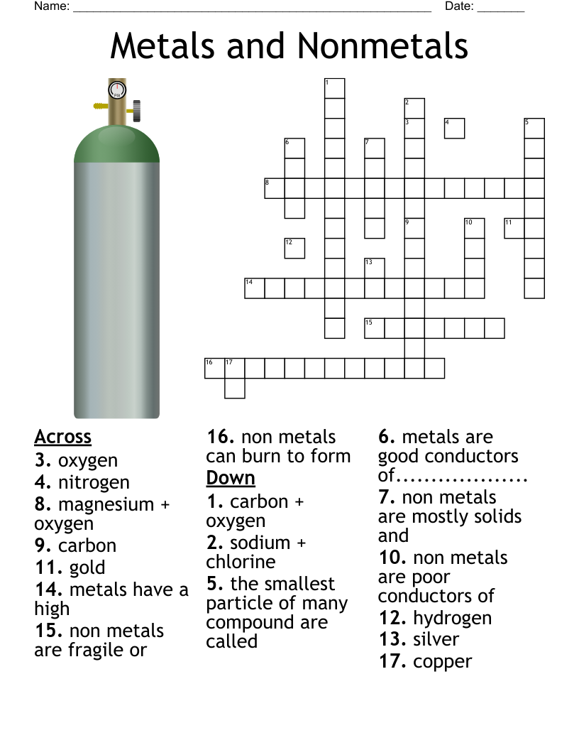 Metals and Nonmetals Crossword