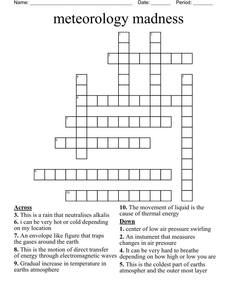 meteorology madness Crossword