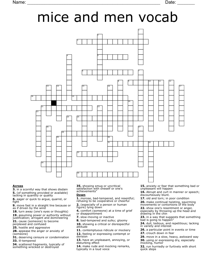 mice and men vocab Crossword