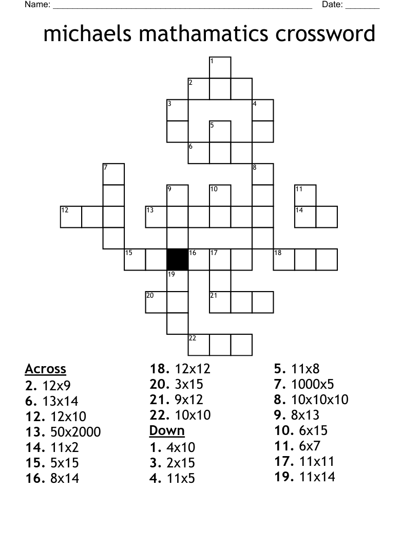 michaels mathamatics crossword