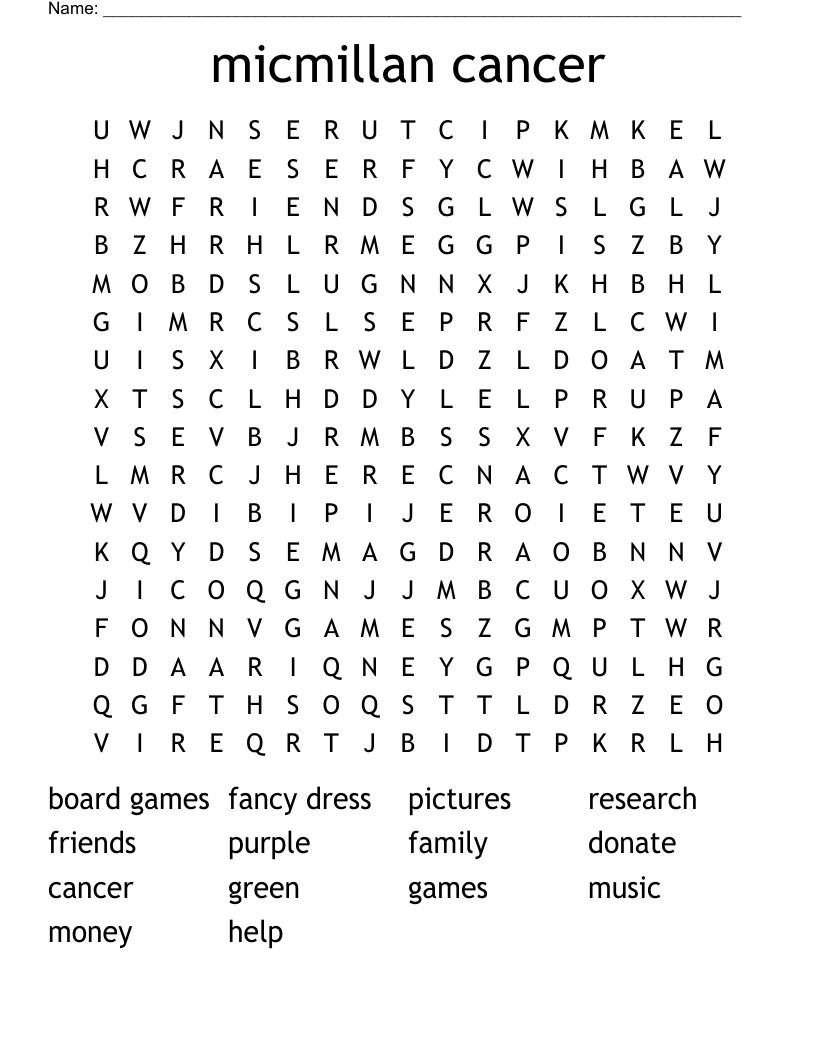 micmillan cancer Word Search