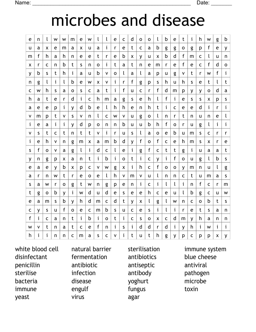 microbes and disease Word Search