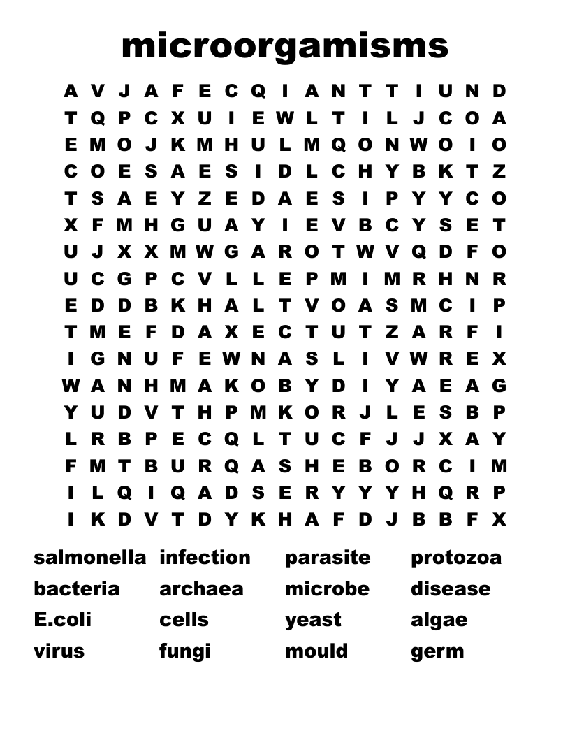 microorgamisms Word Search