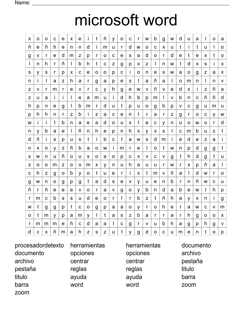 microsoft word Word Search