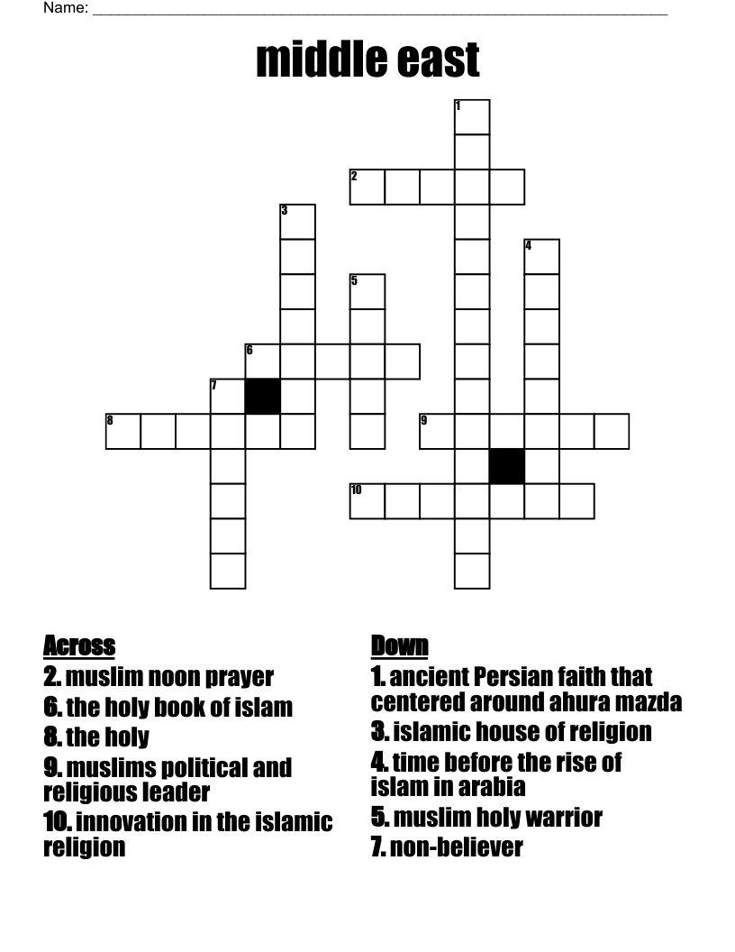 middle east Crossword