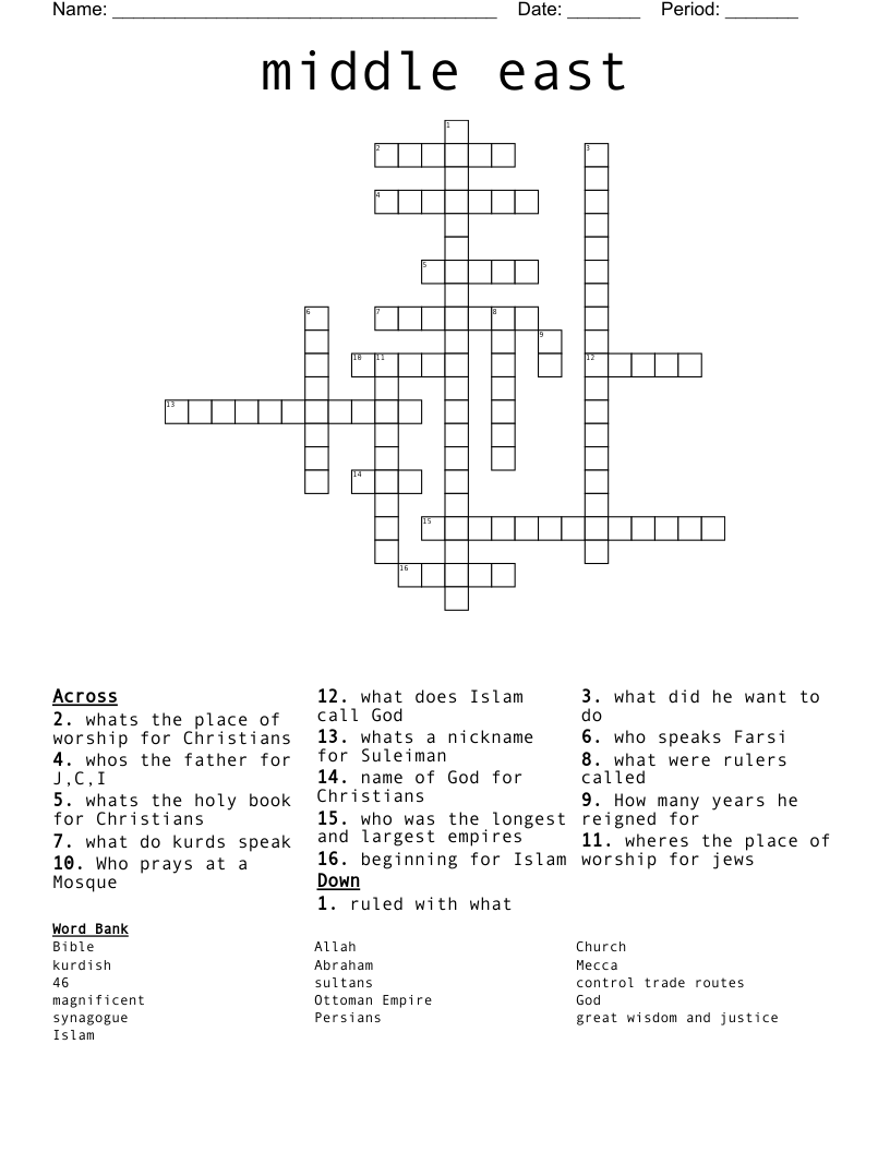 middle east  Crossword