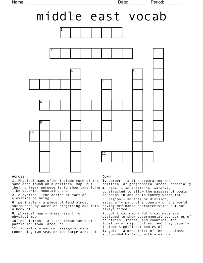 middle east vocab Crossword