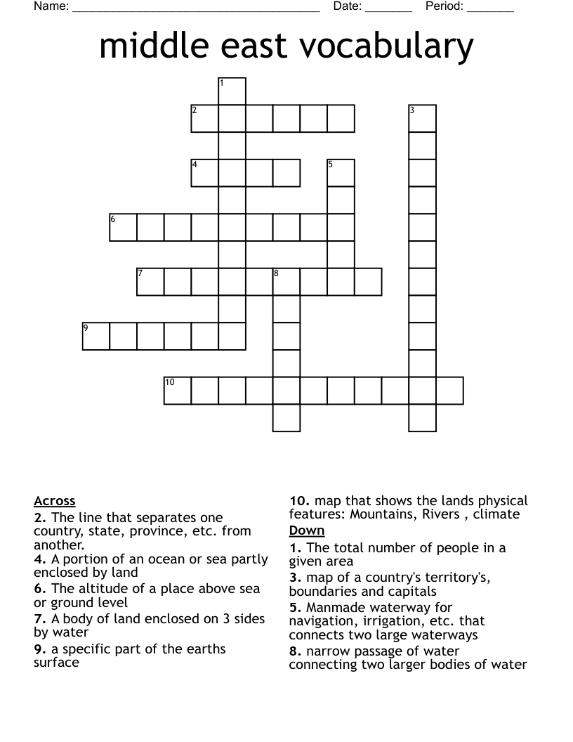 middle east vocabulary  Crossword