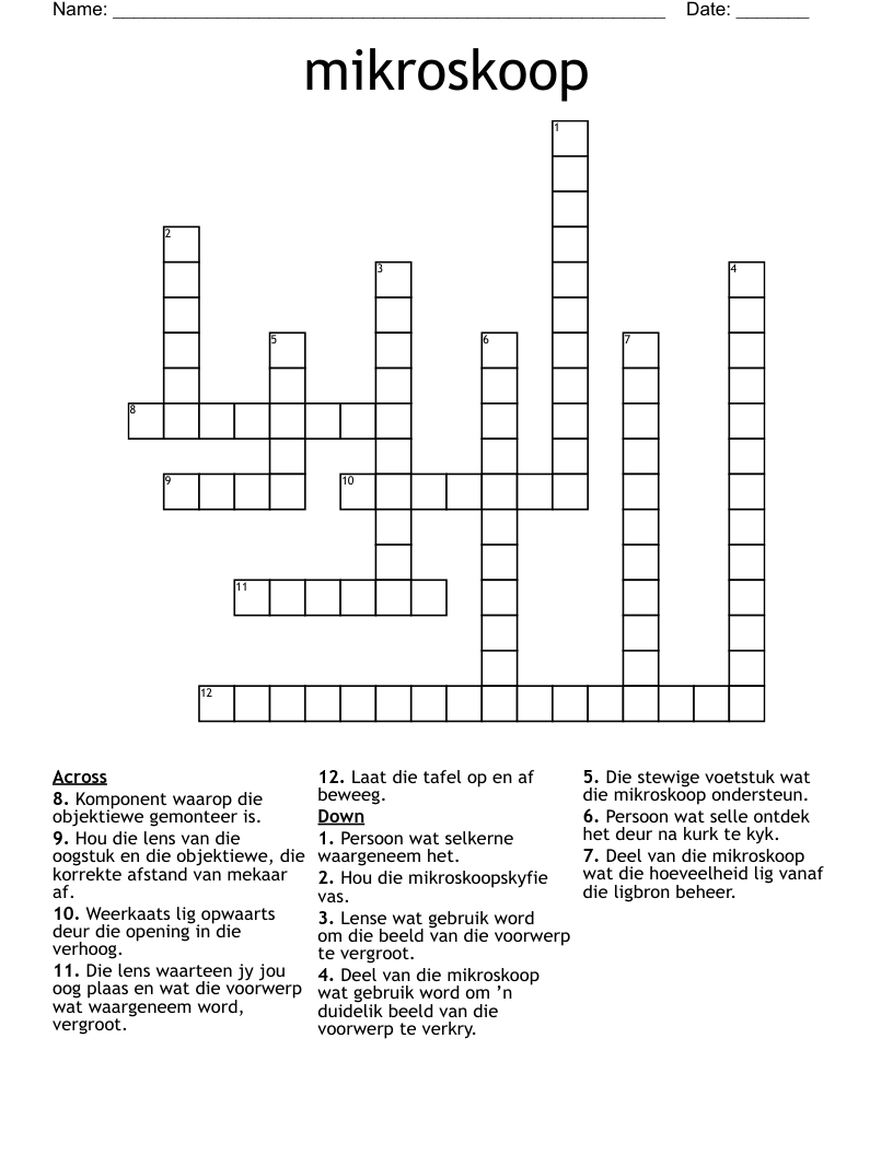 mikroskoop Crossword