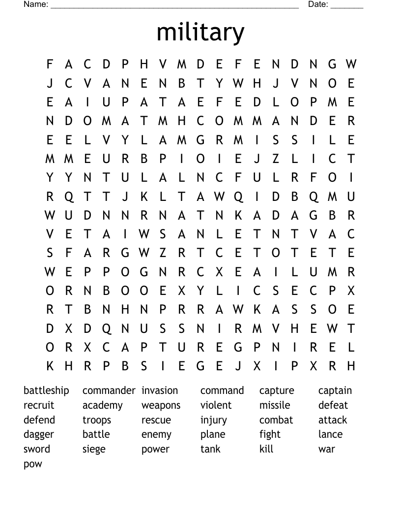 military Word Search