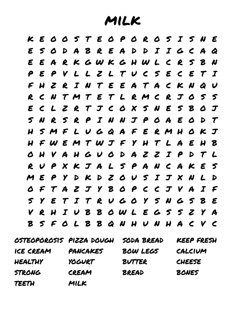milk Word Search