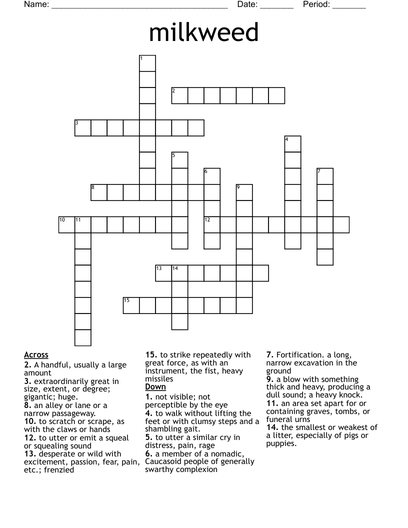 milkweed Crossword