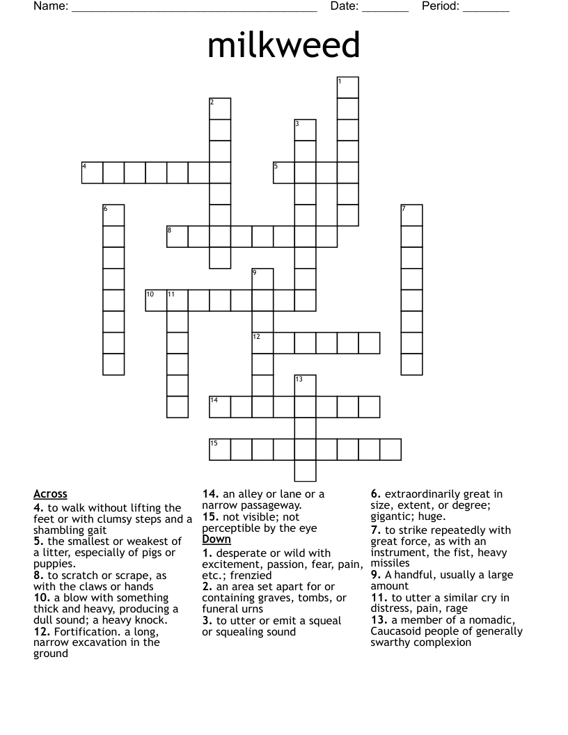 milkweed Crossword
