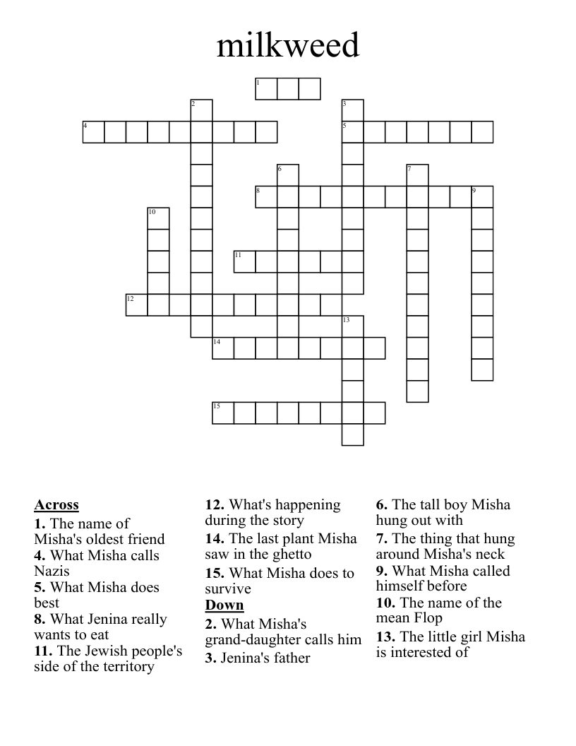 milkweed Crossword
