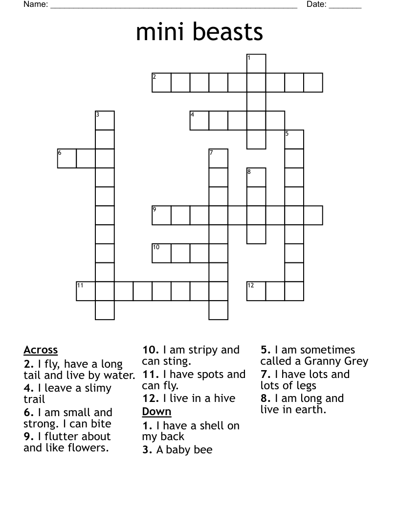 mini beasts Crossword