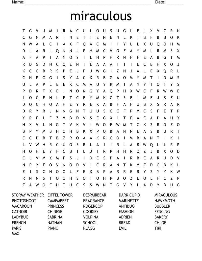 miraculous Word Search