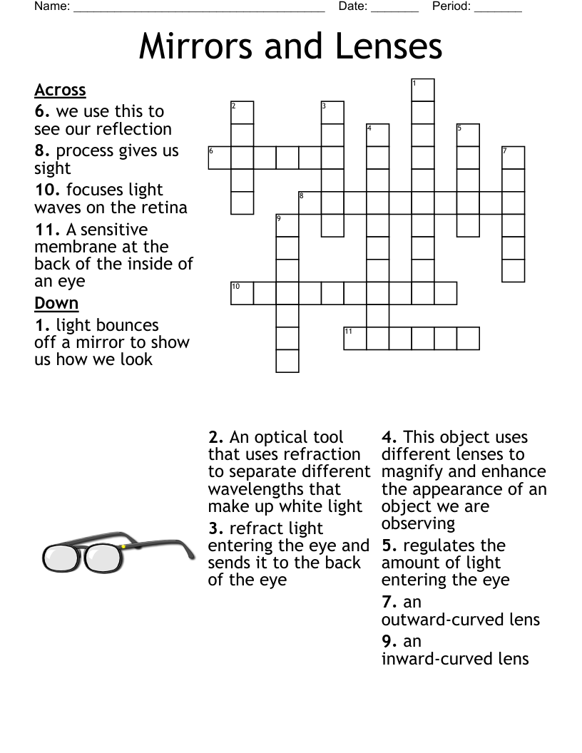 Mirrors and Lenses Crossword
