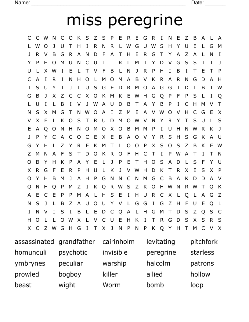 miss peregrine  Word Search