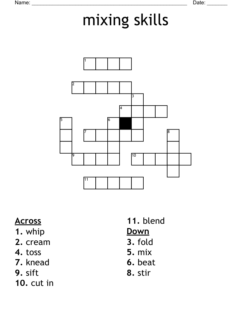 mixing skills Crossword