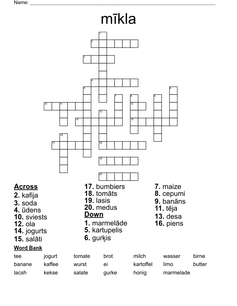 mīkla Crossword