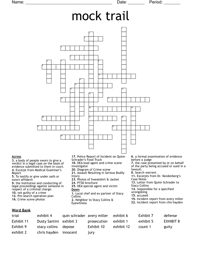mock trail Crossword