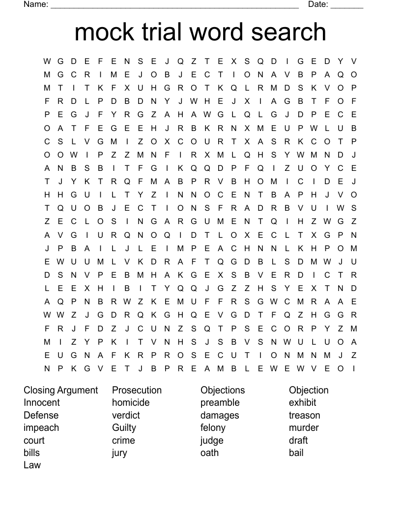 mock trial word search