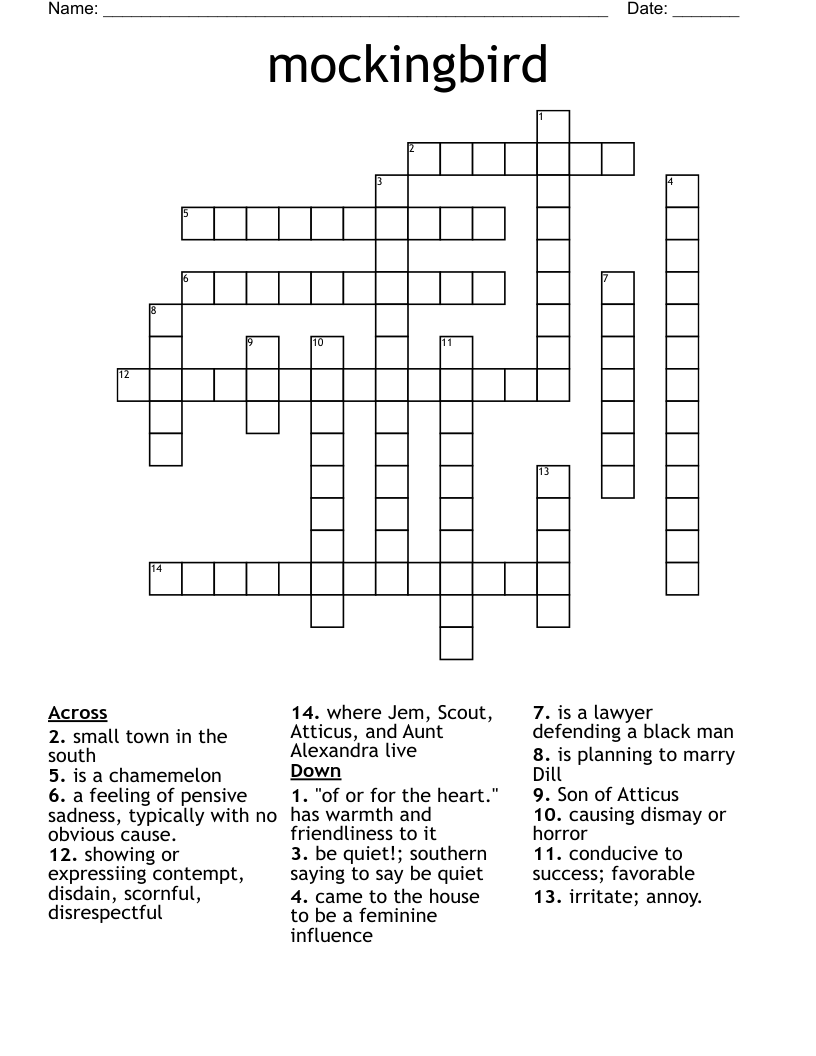 mockingbird Crossword