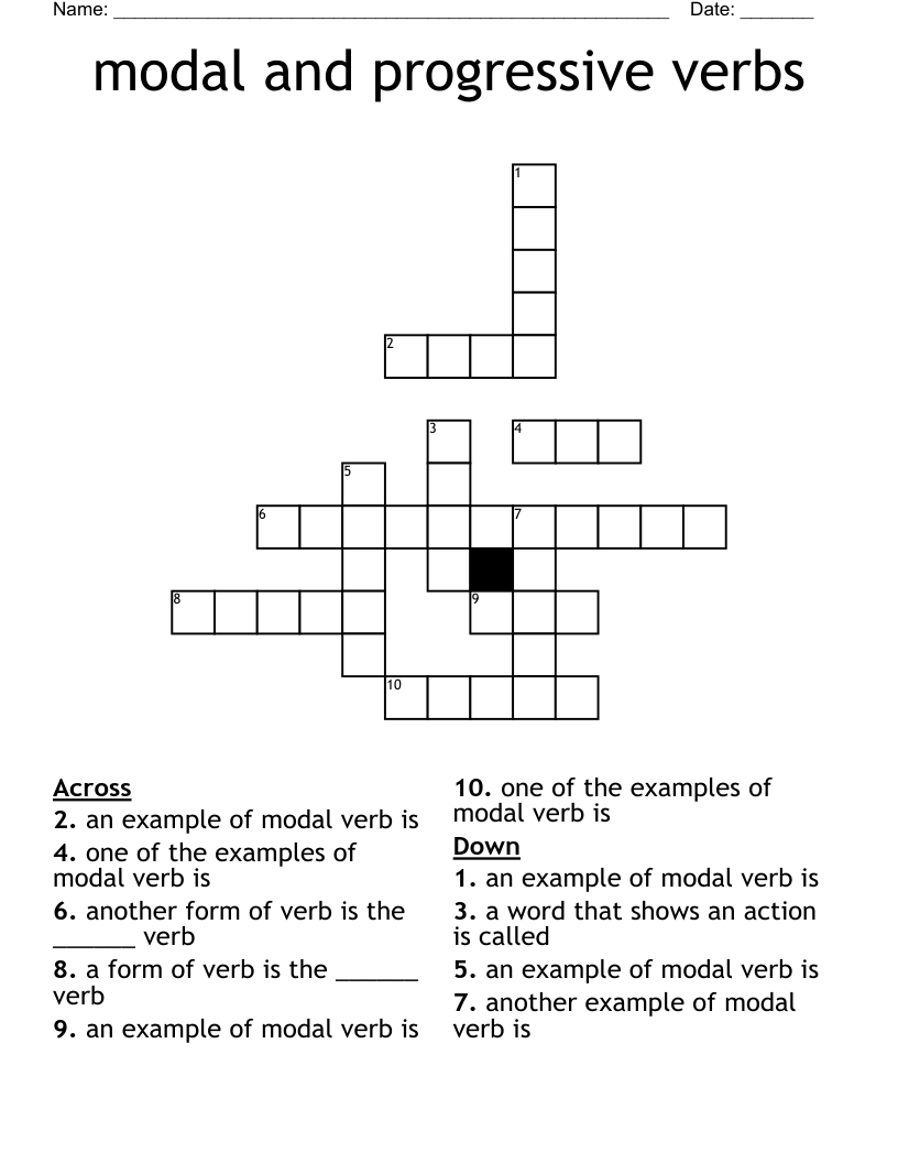 modal and progressive verbs Crossword