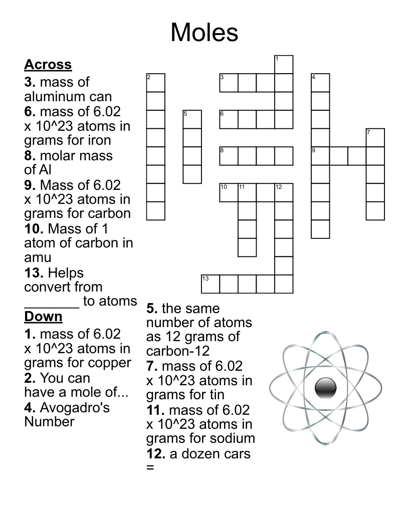 Moles Crossword