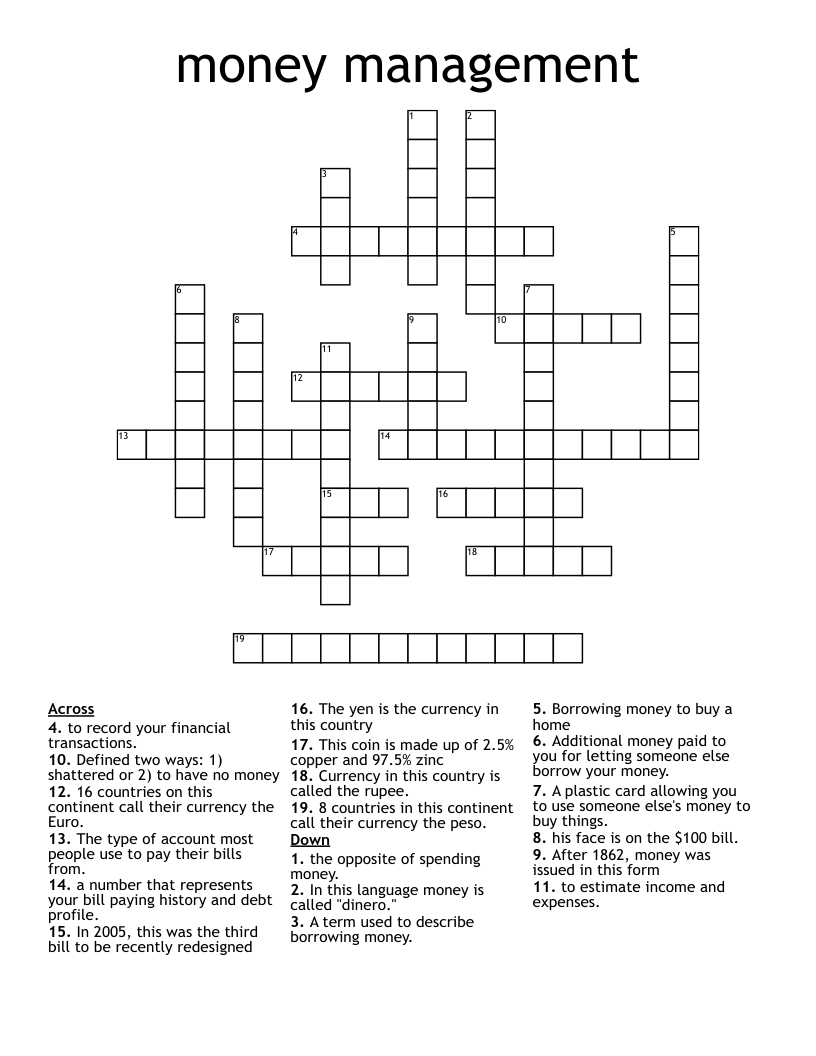 money management Crossword